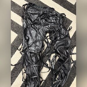 TLZ L’FEMME BLACK VEGAN LEATHER STRAP TROUSER